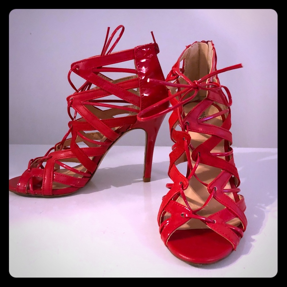 Prabal Garung red hot strapped heels